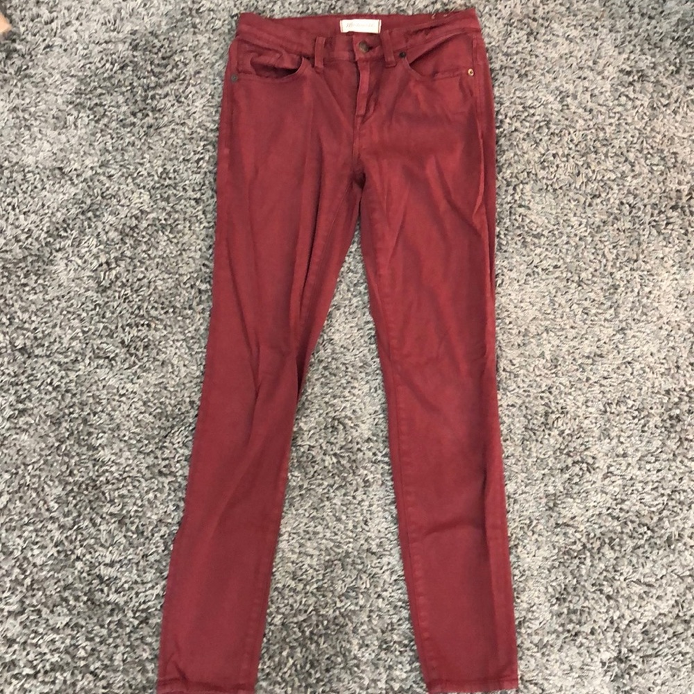 Burgundy skinny dress pants